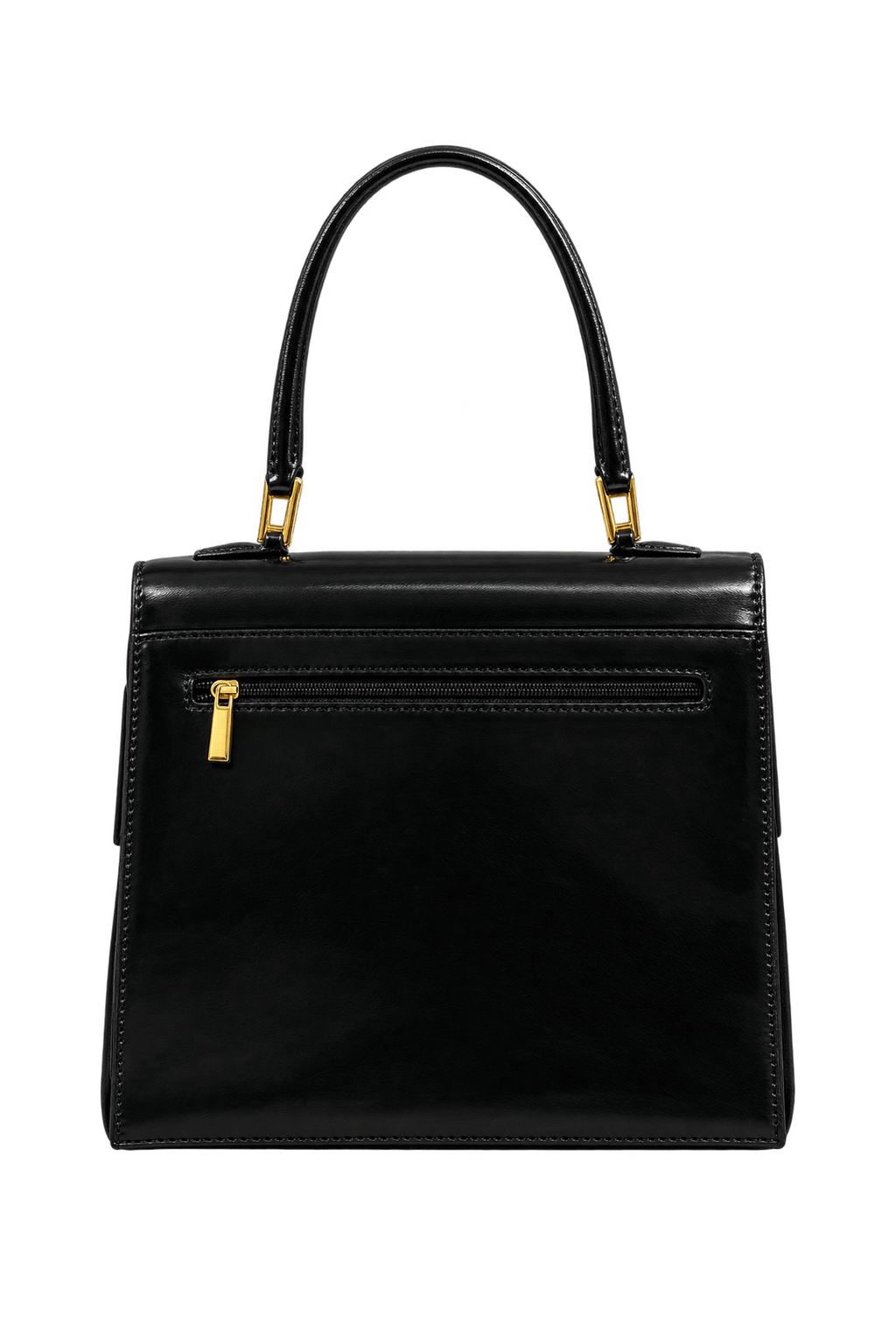 1980s Black Leather Handbag - Back View