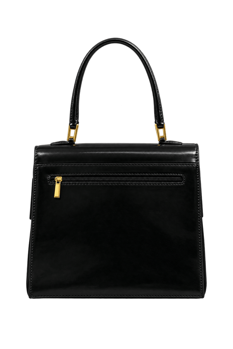1980s Black Leather Handbag - Back View