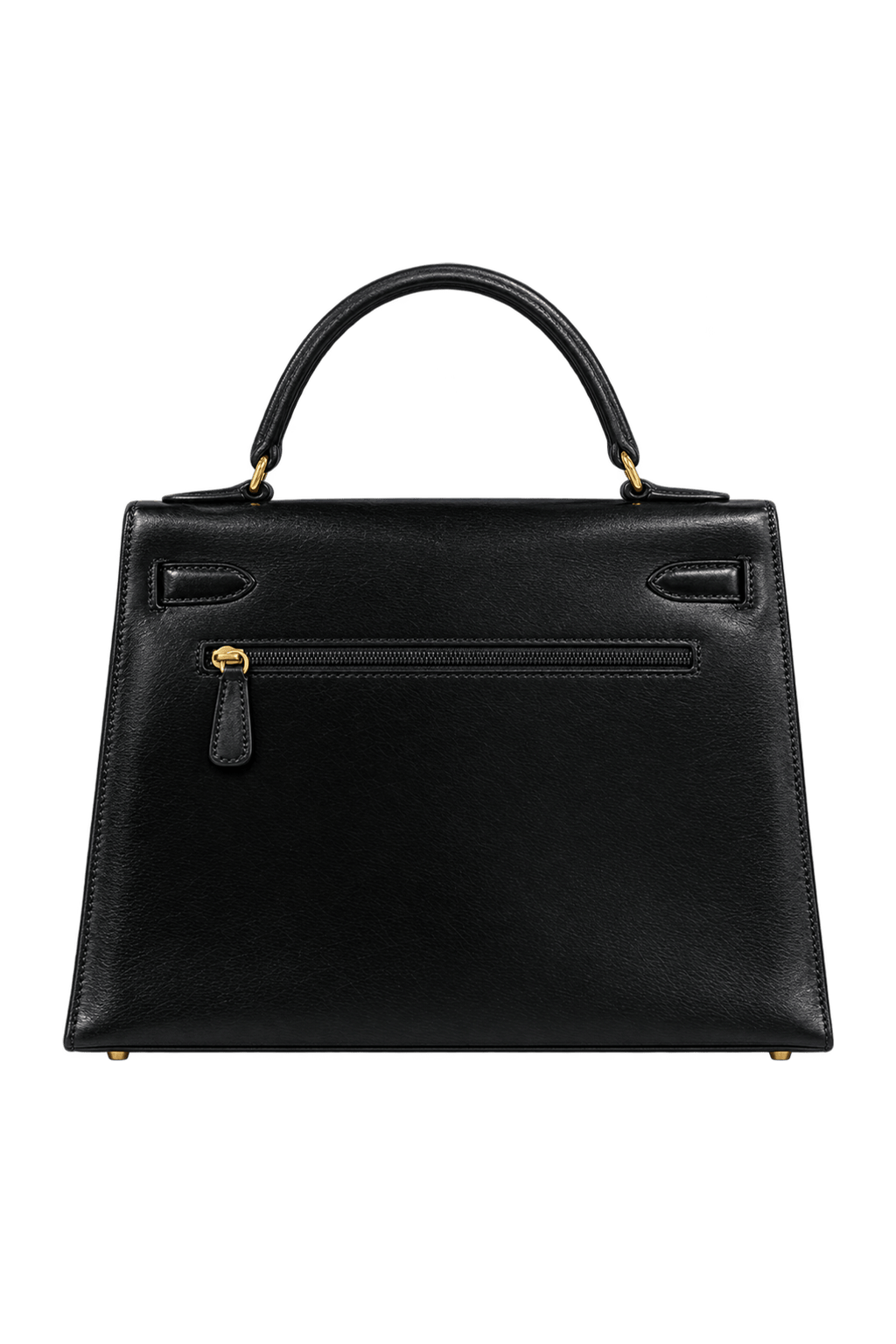 1970s Black Leather Handbag - Back View