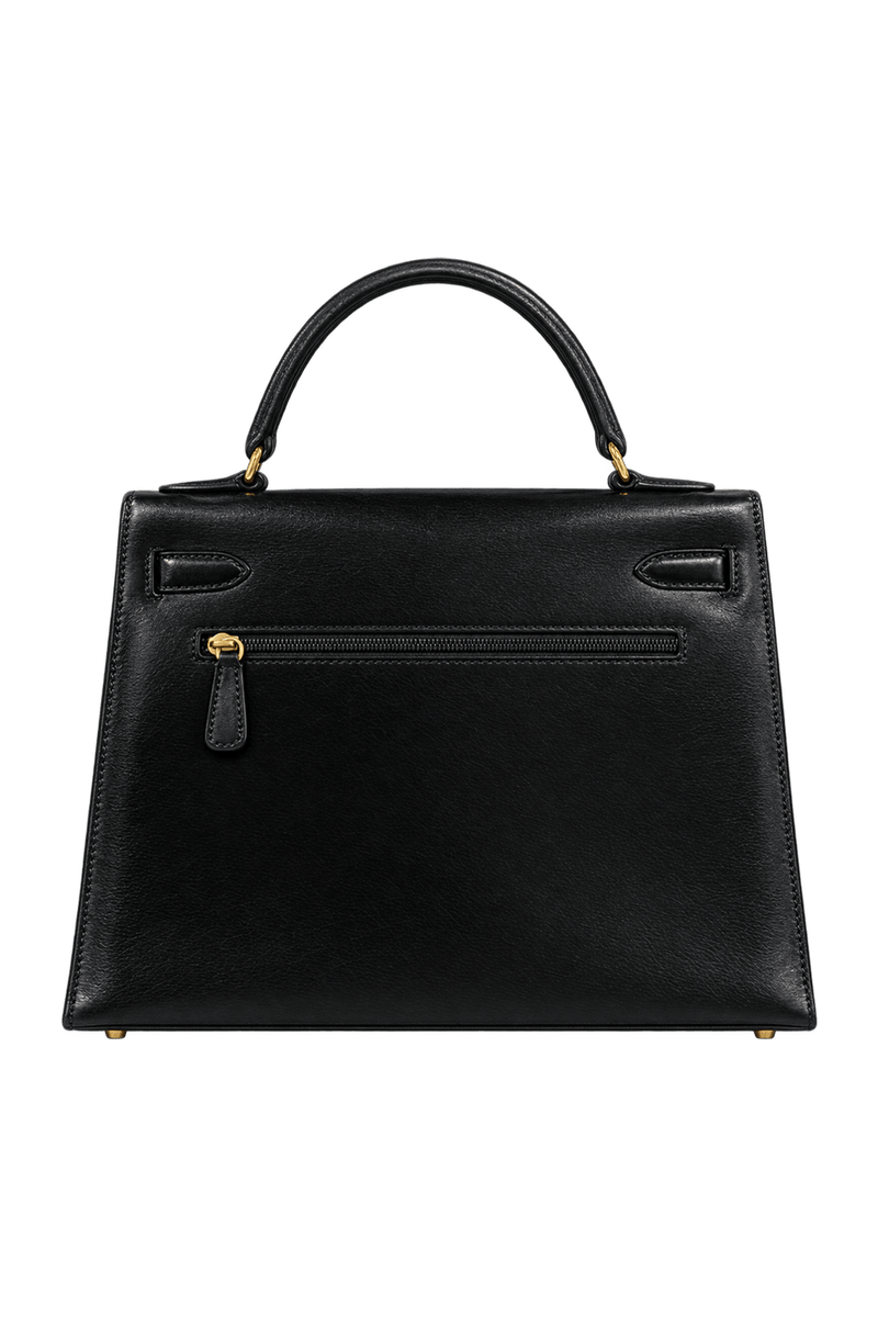 1970s Black Leather Handbag - Back View