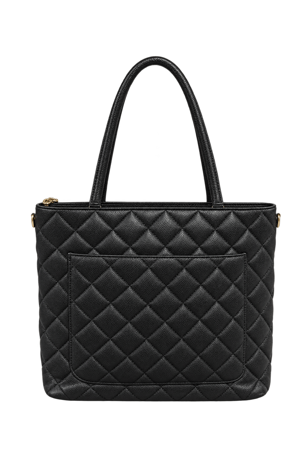 1990s Black Pebbled Leather Tote Bag - Back View