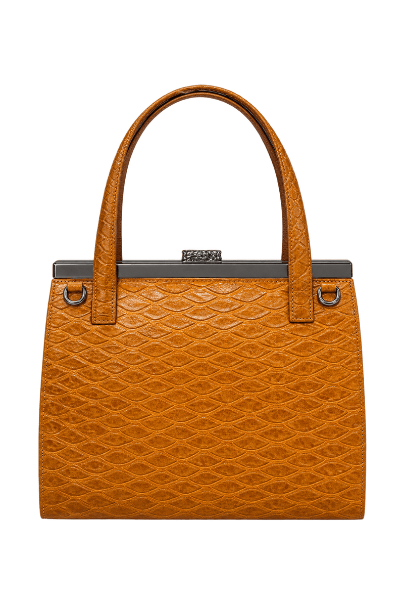 1970s Warm Cognac Brown Leather Handbag - Back View