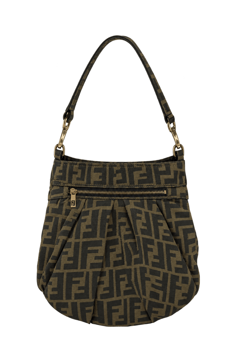 1990s Dark Brown Woven Jacquard Handbag - Back View