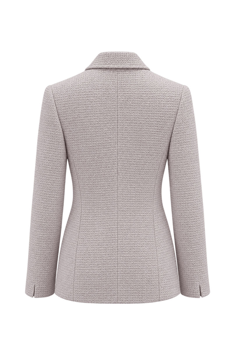 1990s Pale Lavender Pink Bouclé Blazer - Back View