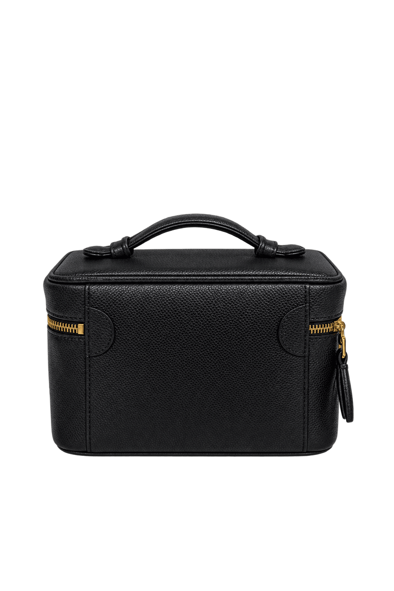1990s Black Leather Vanity Case - Back View