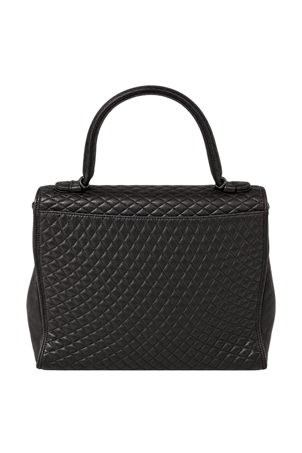 1980s Dark Brown-Black Leather Handbag - Back View