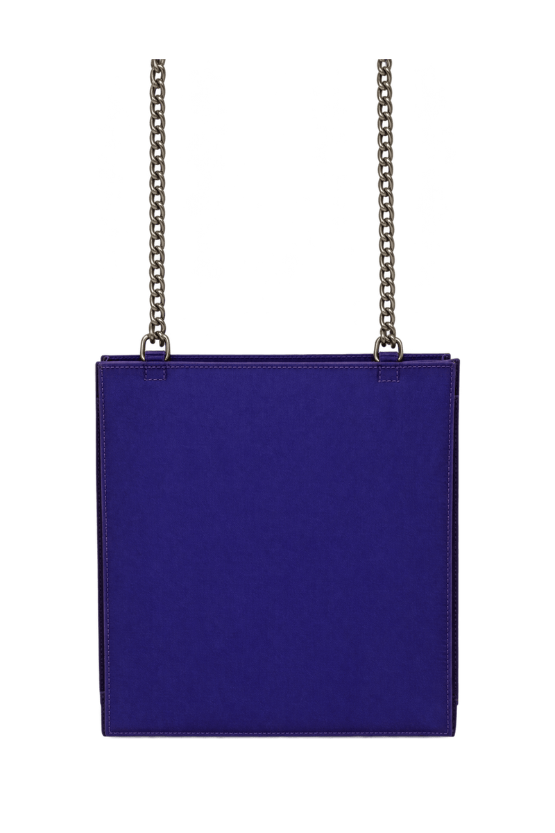 1990s Vivid Violet Purple Coated Shoulder Bag - Back View