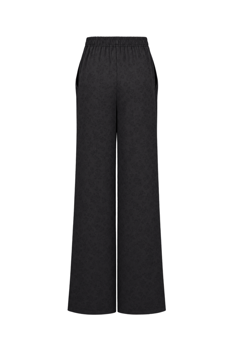 1990s Black Soft Fluid Wide-Leg Pants - Back View