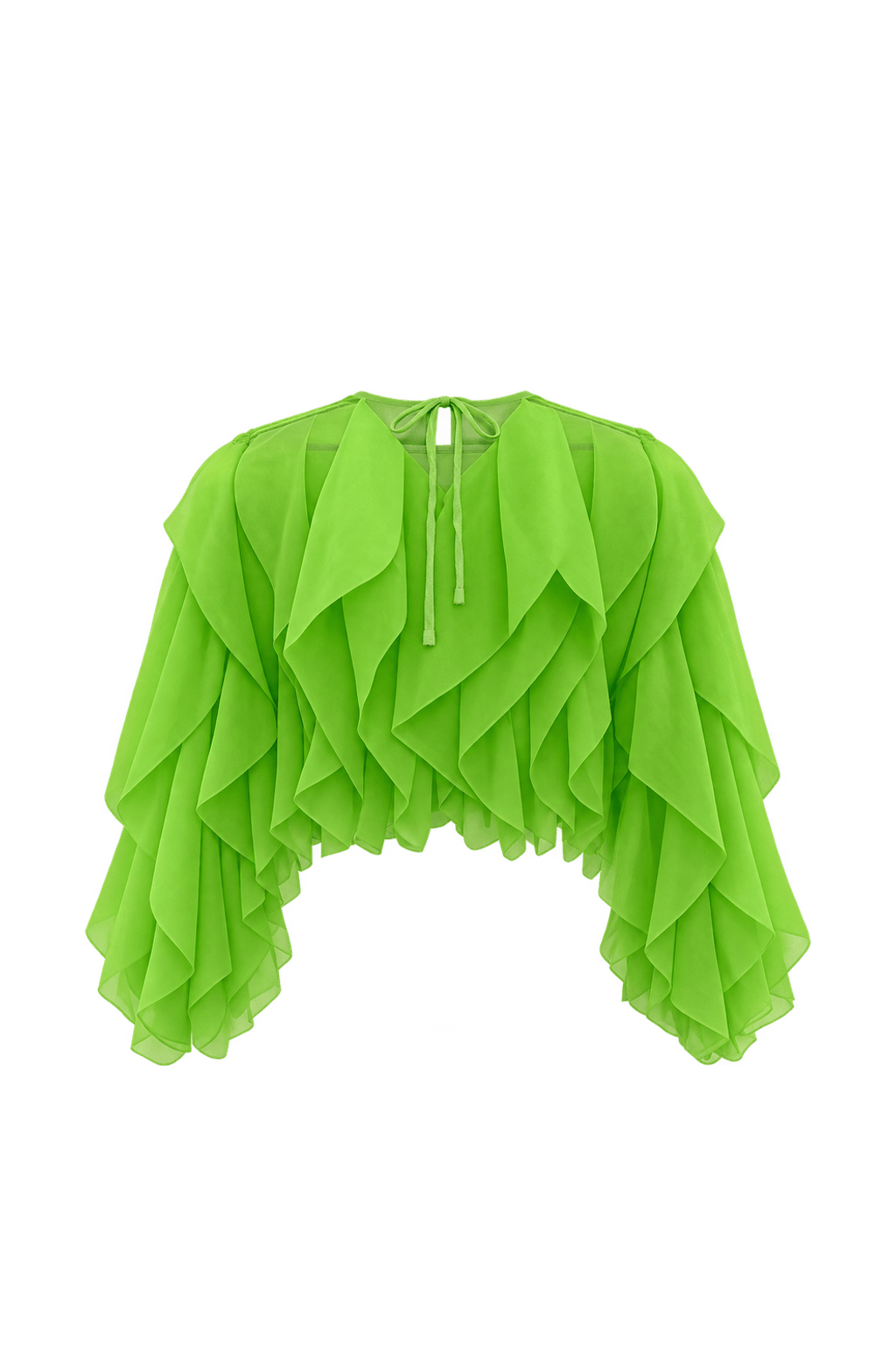 1990s Neon Lime Green Sheer Crop Top - Back View