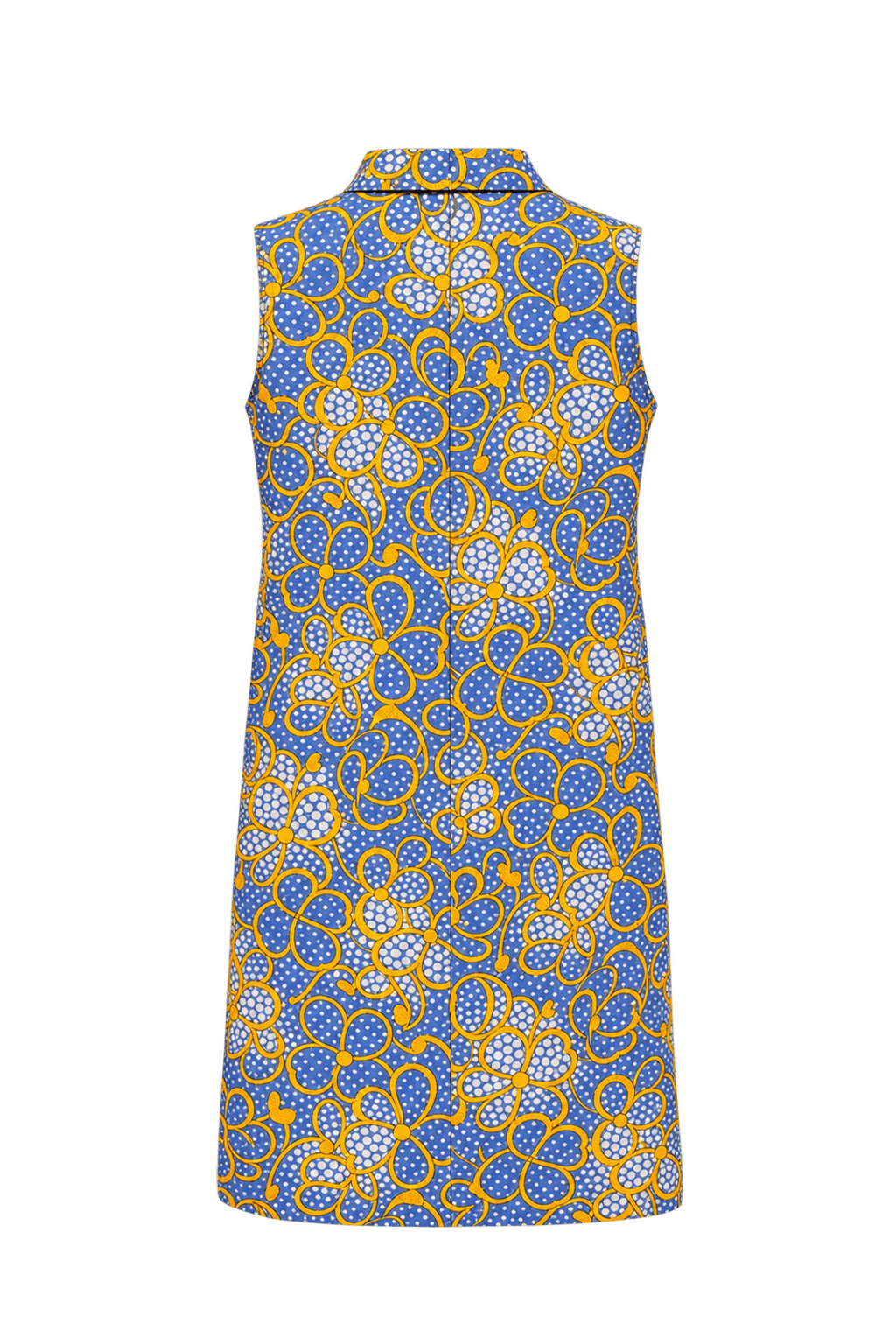 1960s Medium Blue Cotton Shift Dress - Back View