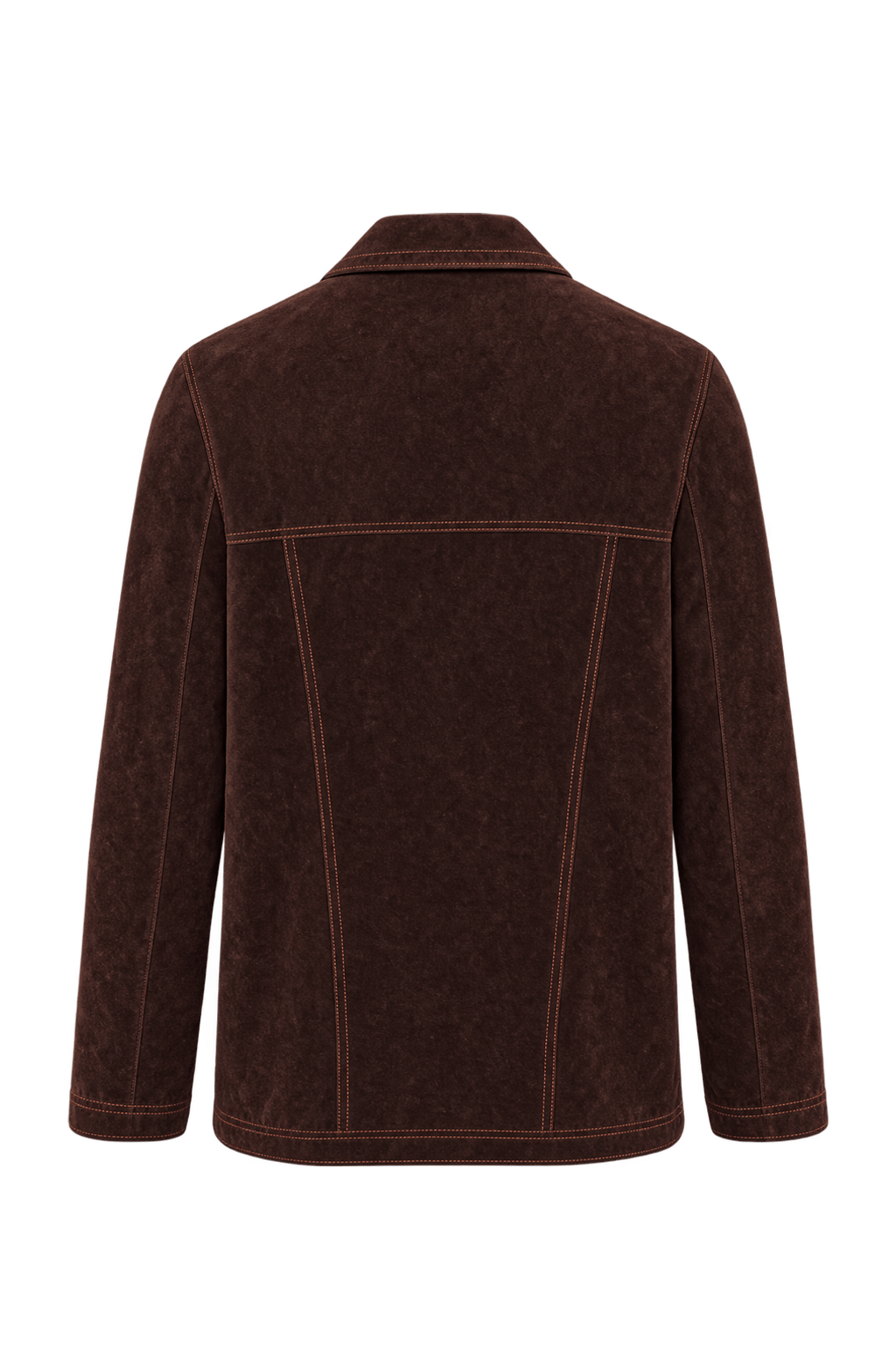 1960s Dark Chocolate Brown Suede Jacket - Back View