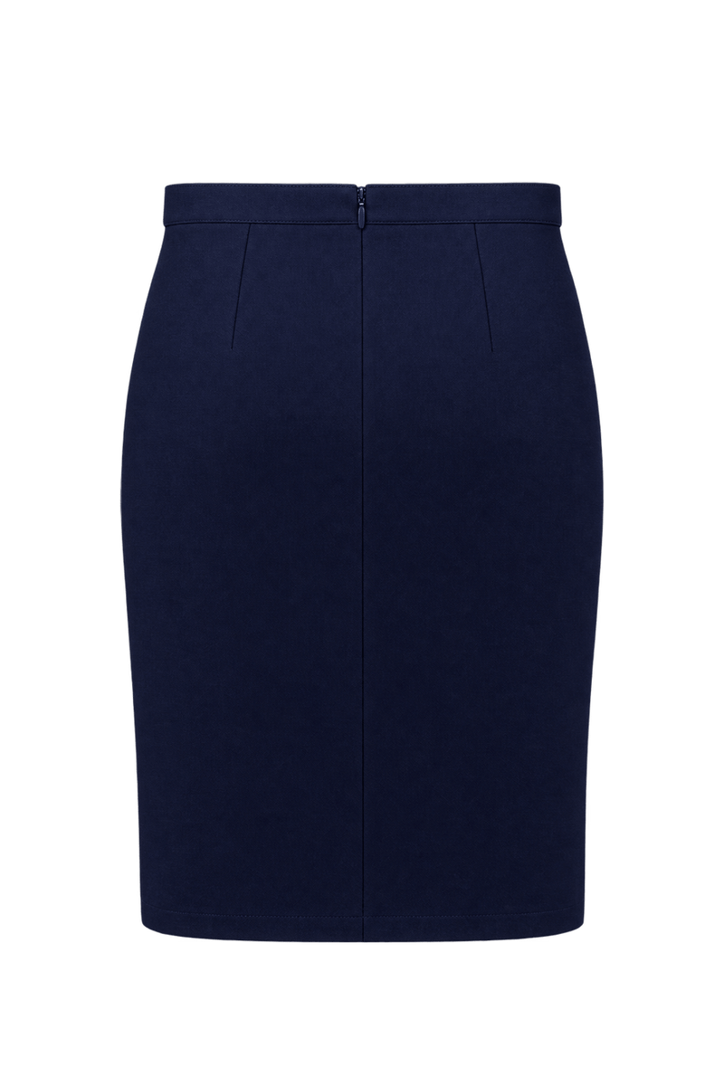 1990s Dark Navy Blue Suiting Fabric Skirt - Back View