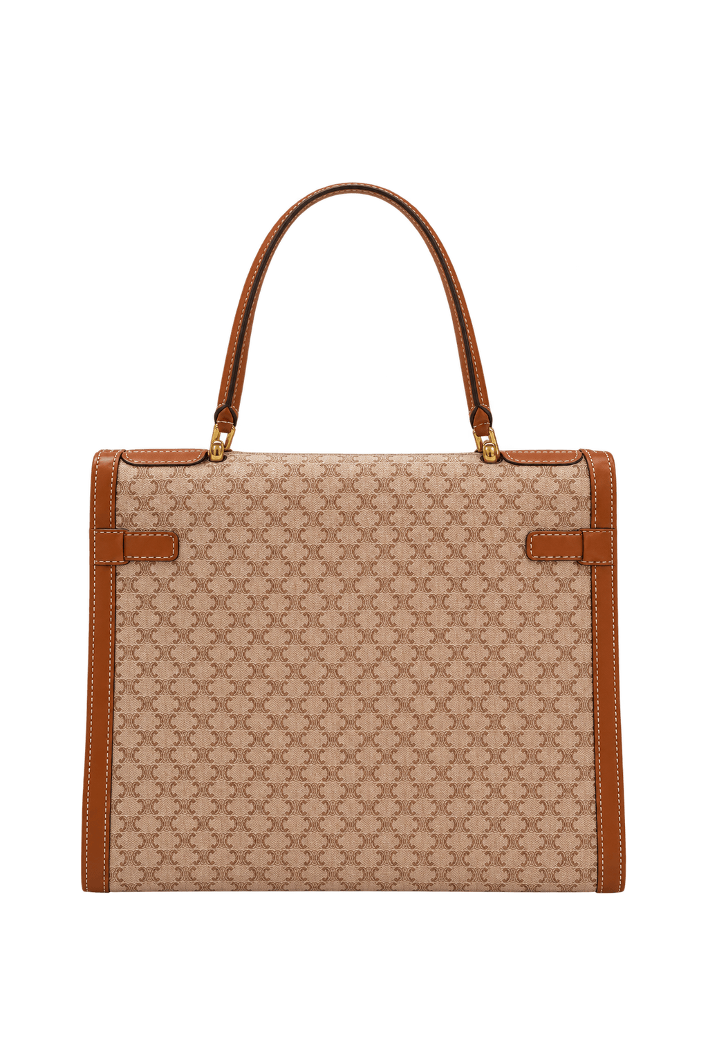 1990s Beige Coated Canvas Handbag - Back View