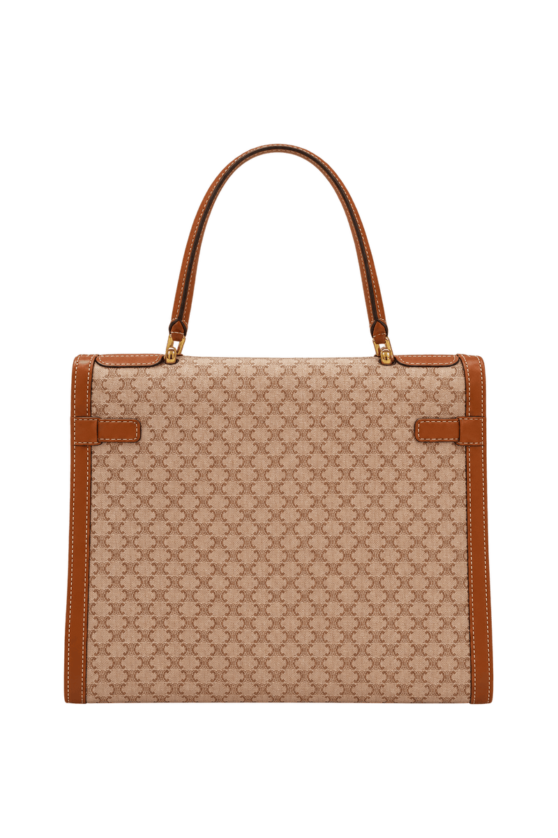 1990s Beige Coated Canvas Handbag - Back View