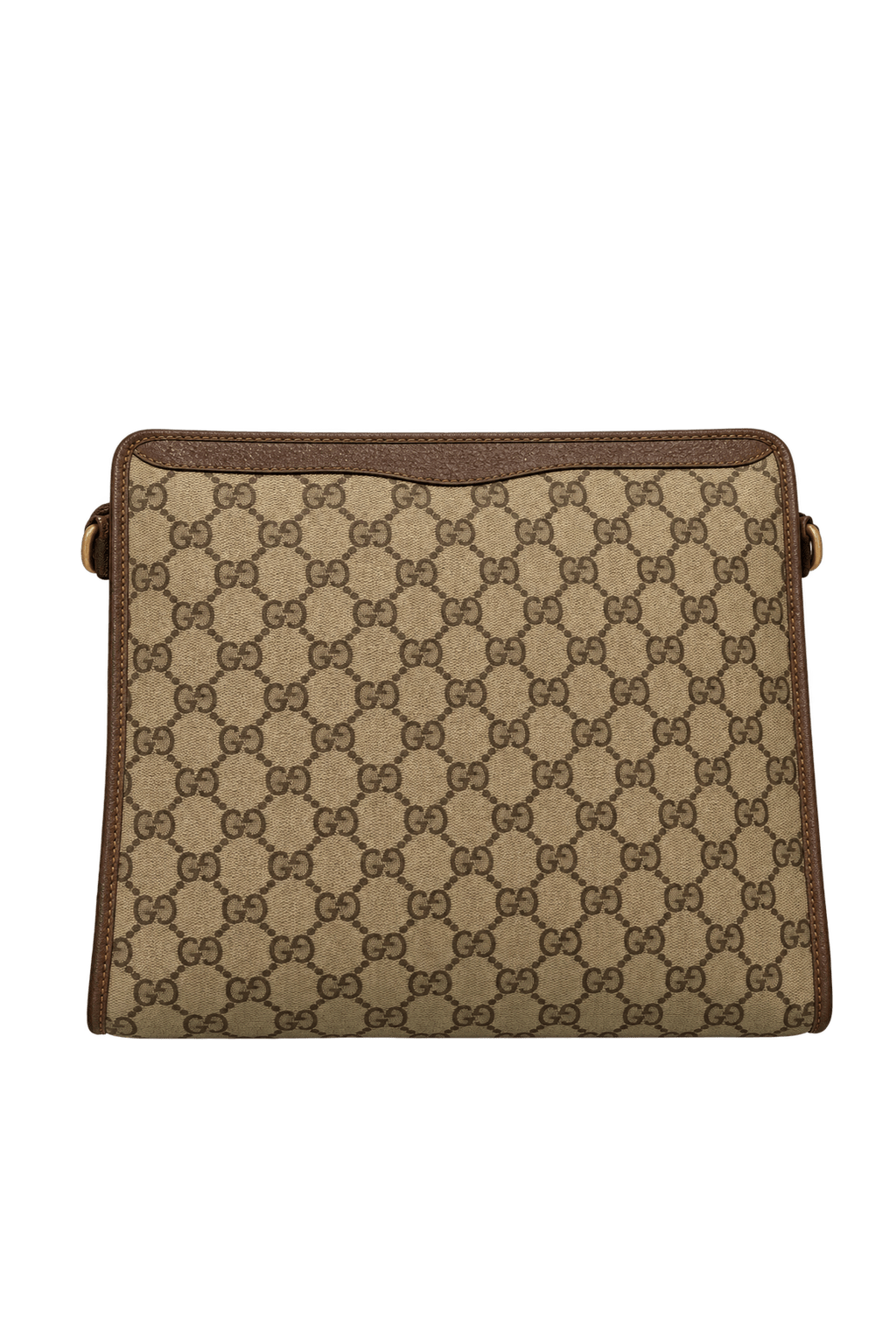 1980s Beige Coated Canvas Clutch Bag - Back View
