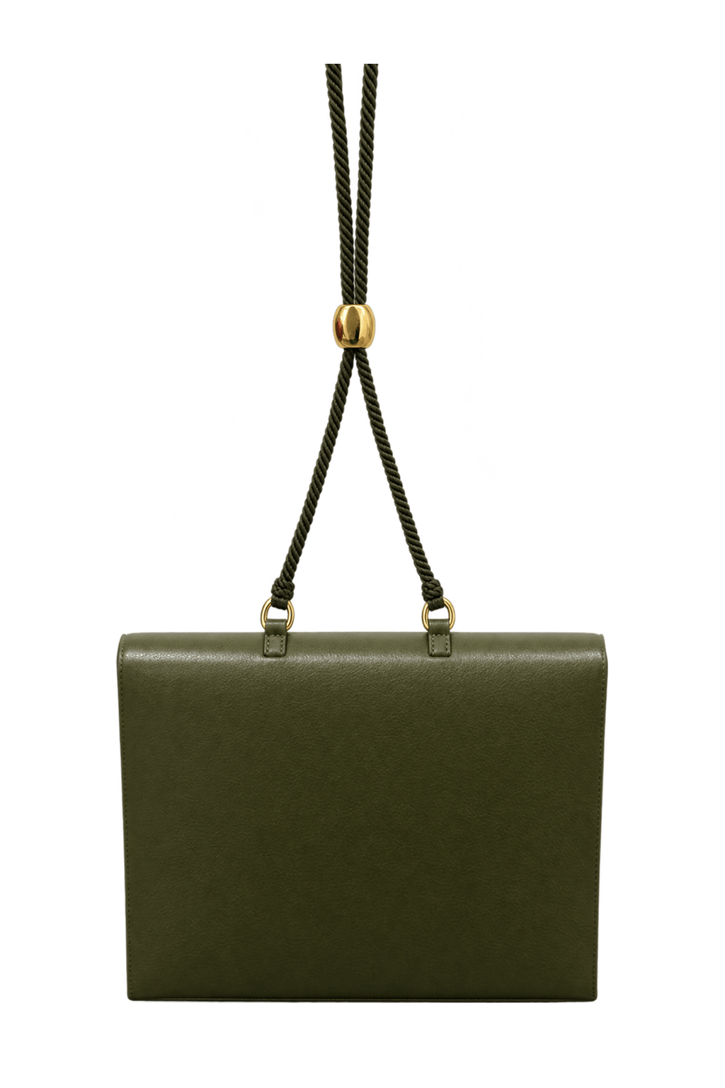 1970s Olive Green Leather Shoulder Bag - Back View