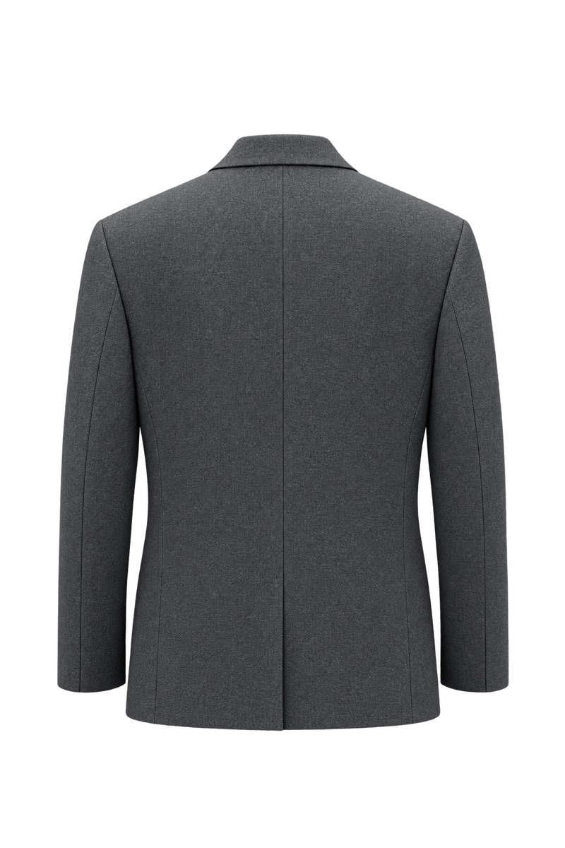 1980s Charcoal Grey Wool Blazer - Back View