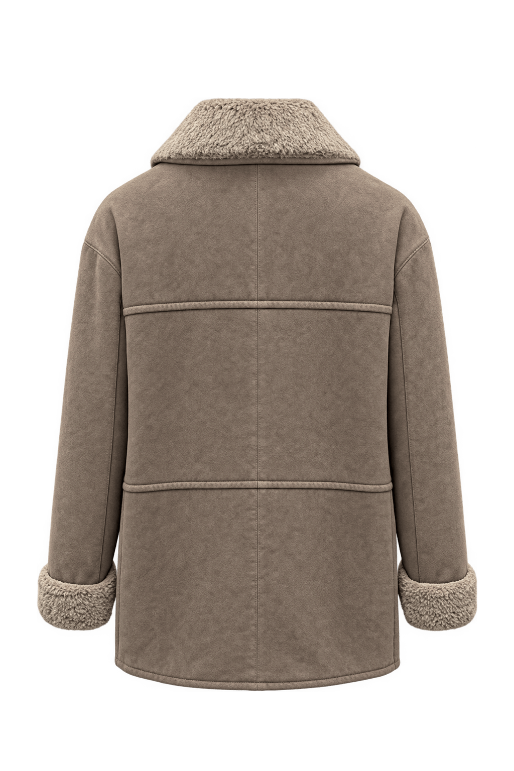 1970s Mushroom Taupe Suede Jacket - Back View