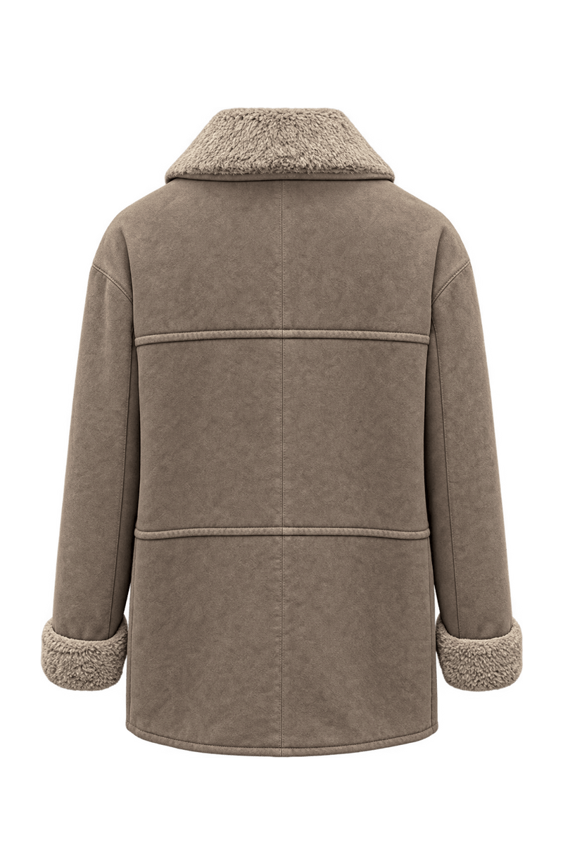1970s Mushroom Taupe Suede Jacket - Back View