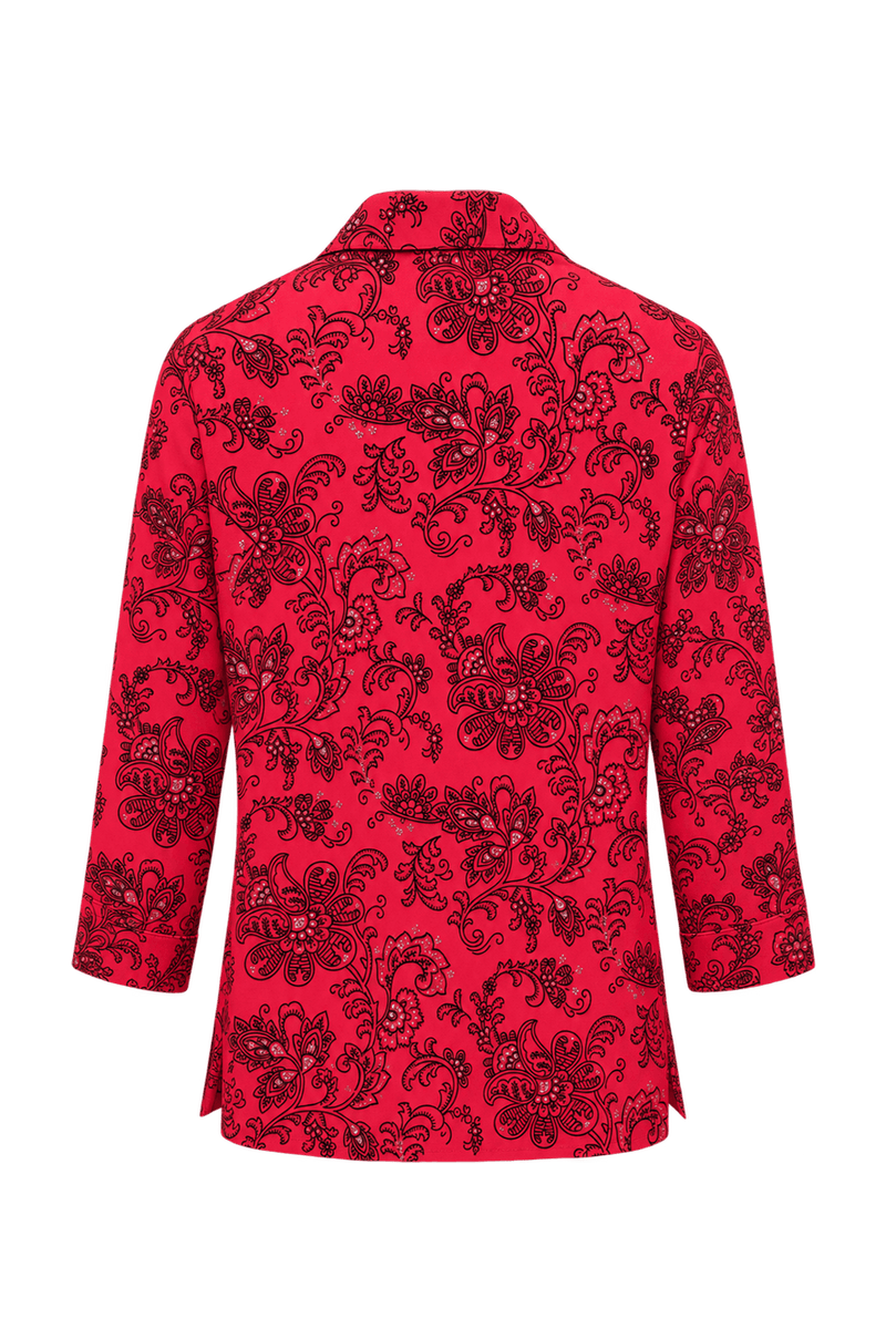 1980s Bright Red Synthetic Blend Blouse - Back View