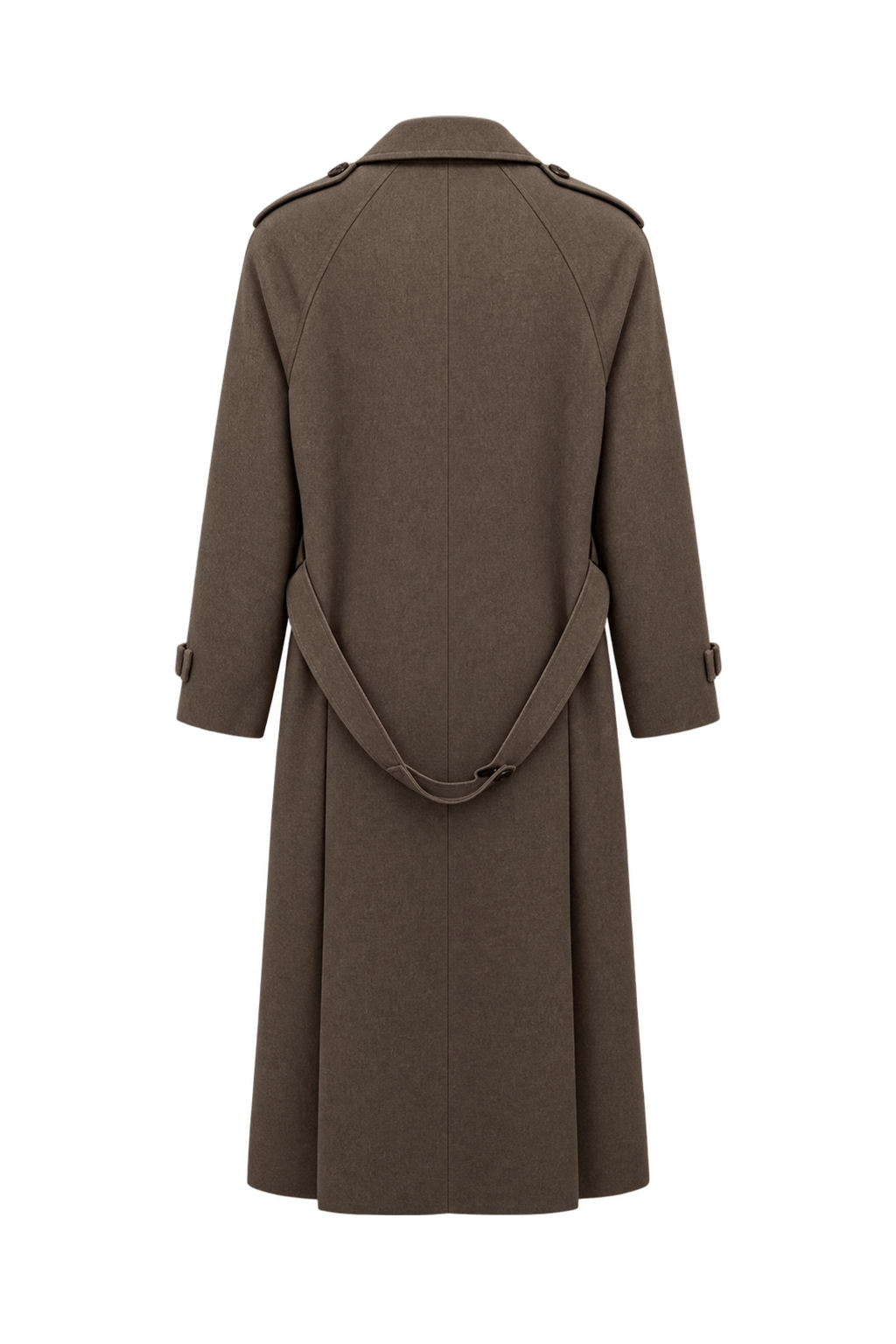 1980s Taupe Brown Wool Coat - Back View
