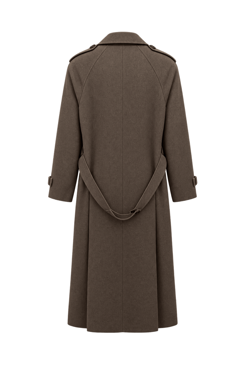 1980s Taupe Brown Wool Coat - Back View
