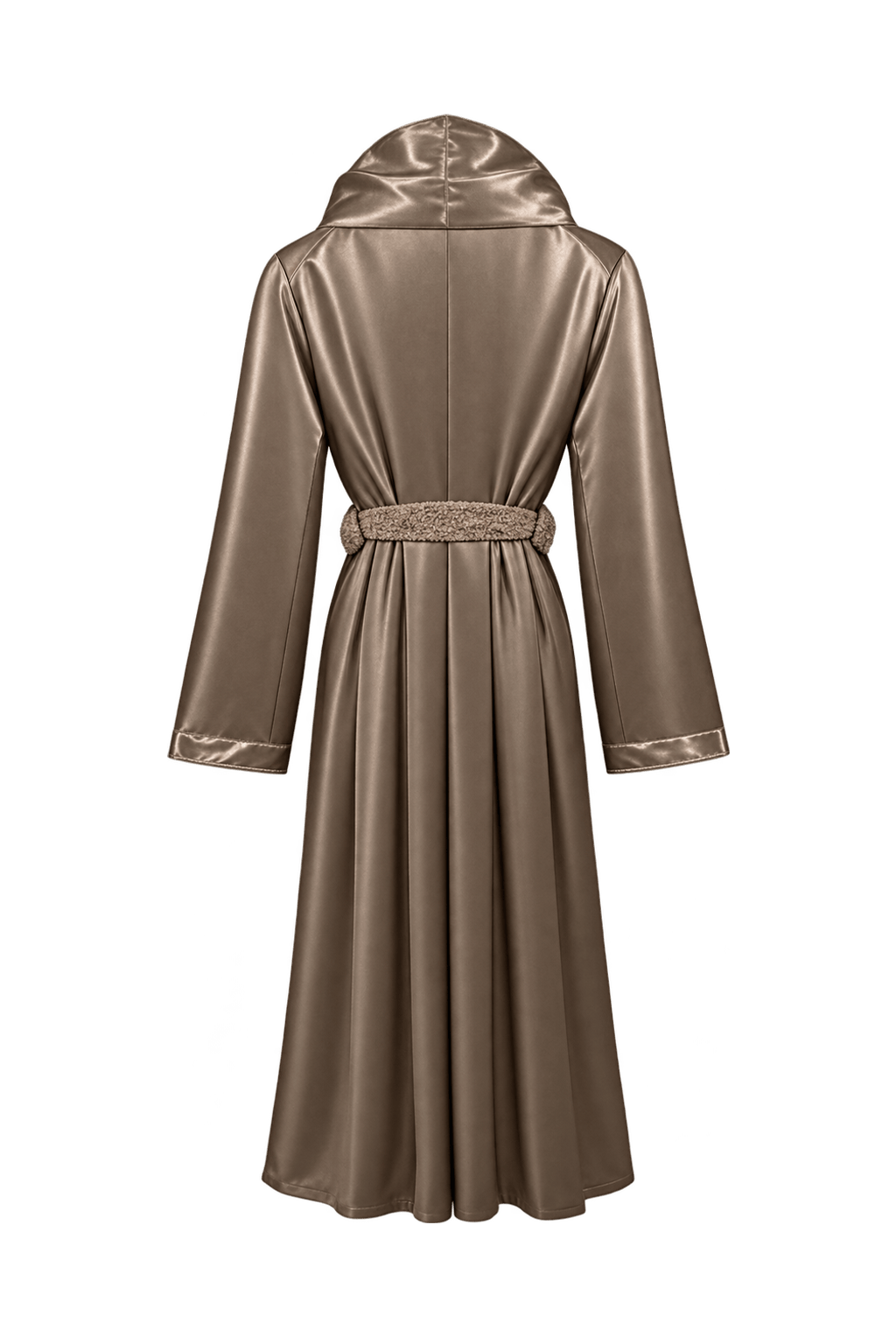 1980s Champagne Bronze Satin Coat - Back View