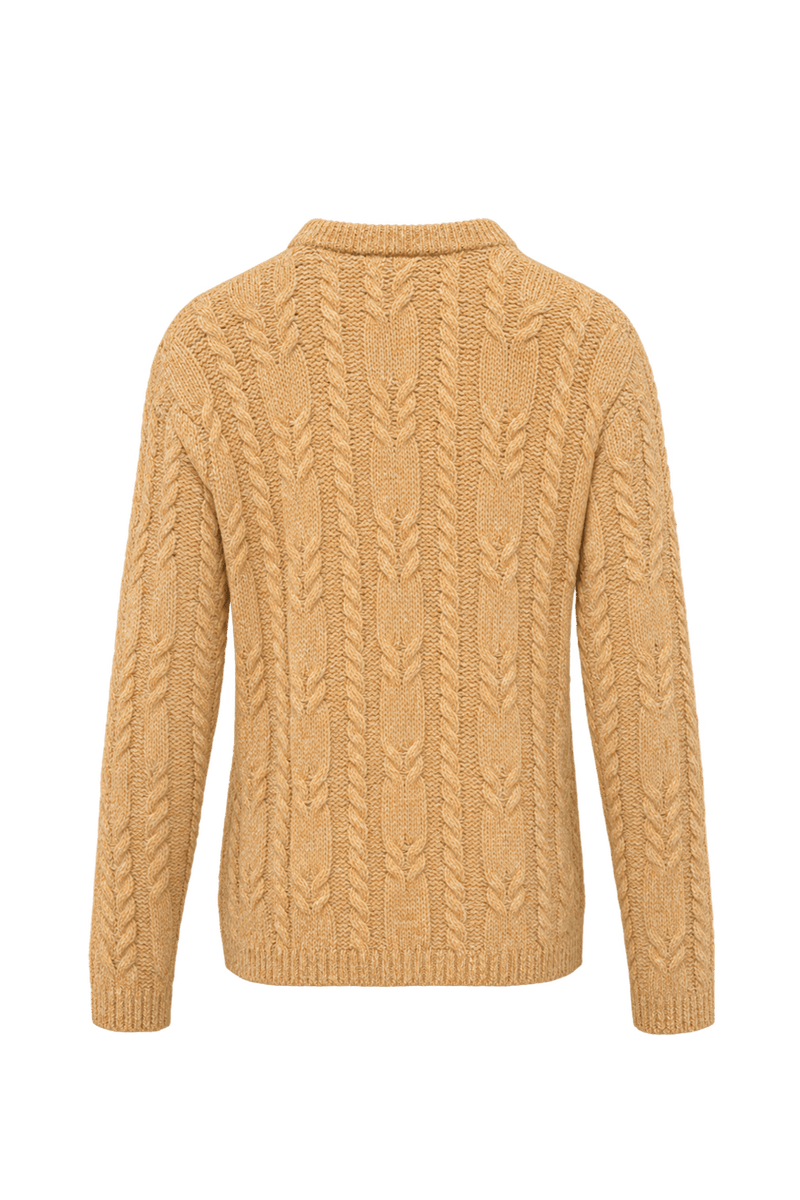 1980s Warm Apricot Yellow Unverified Knit Yarn Cardigan - Back View