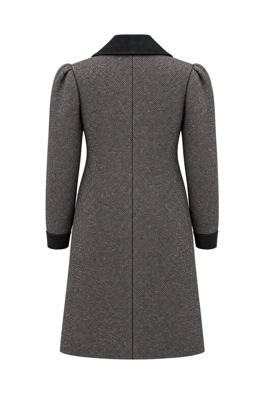 1980s Charcoal Grey Wool Coat - Back View
