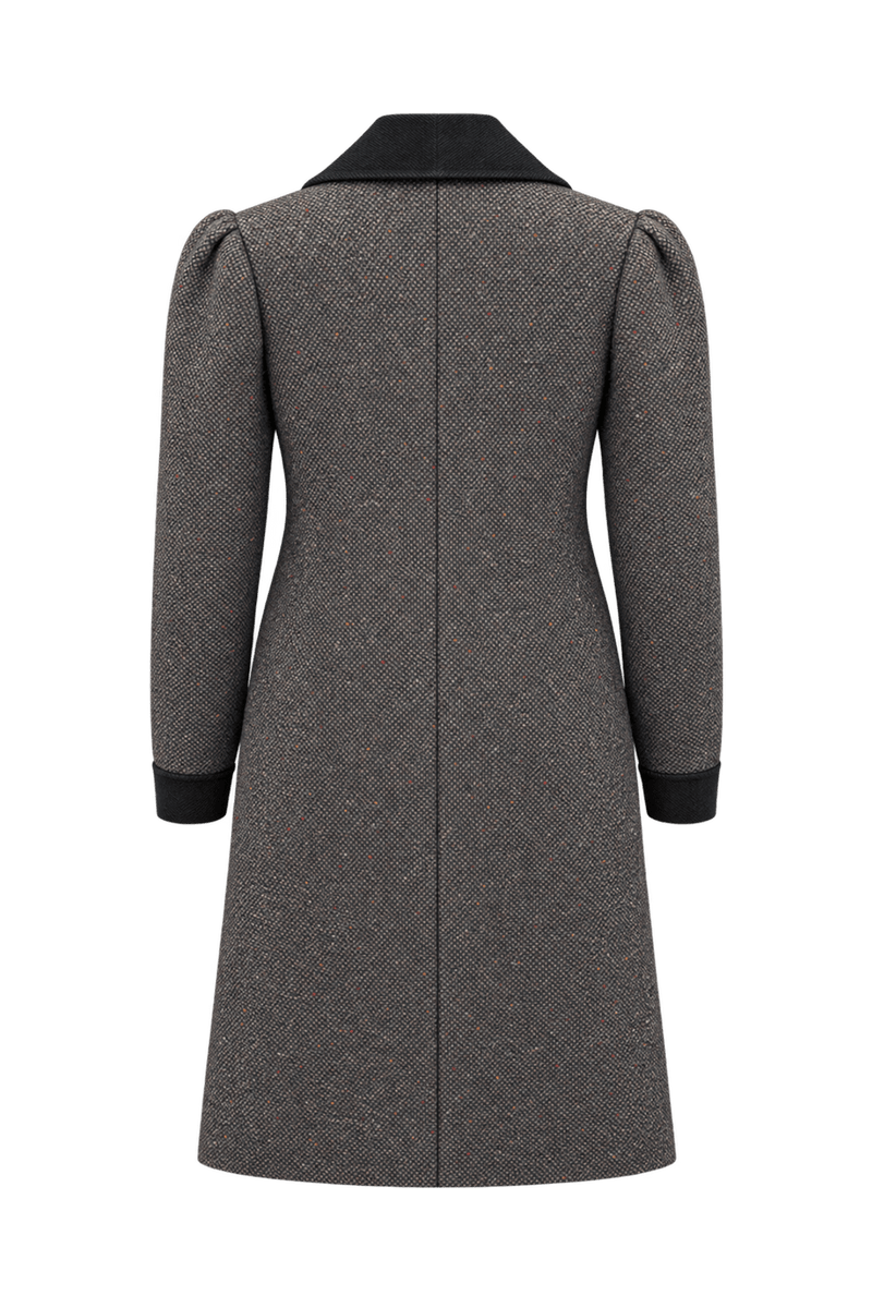 1980s Charcoal Grey Wool Coat - Back View