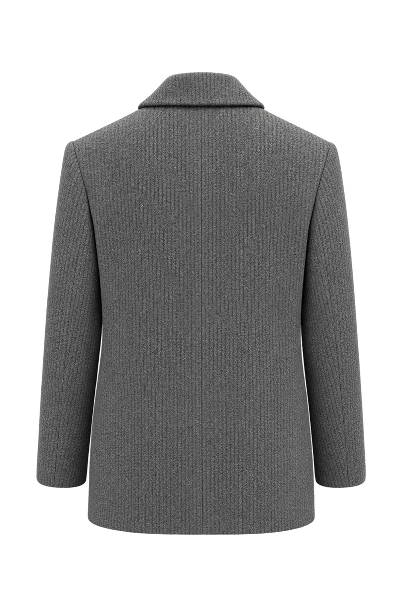 1980s Charcoal Grey Wool Blazer - Back View