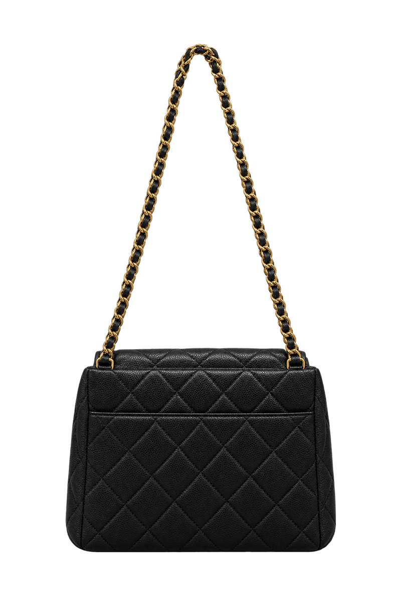 1990s Black Leather Shoulder Bag - Back View