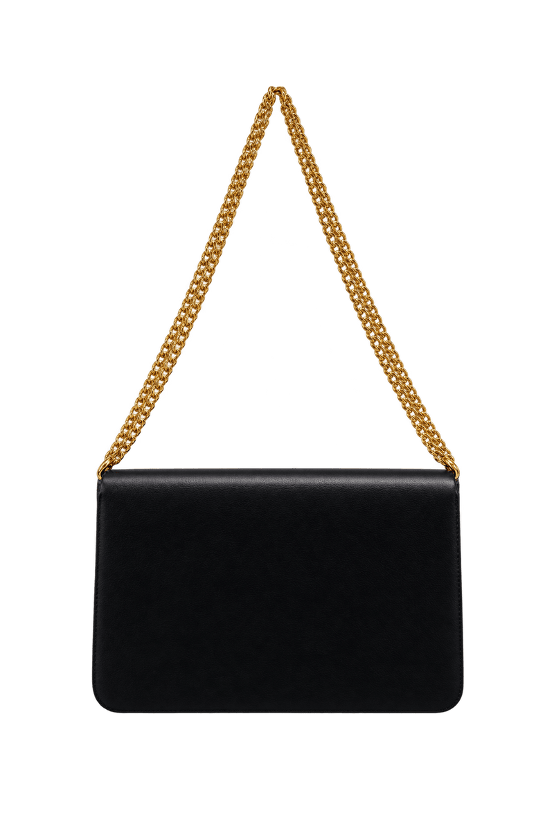 1990s Black Leather-like Shoulder Bag - Back View