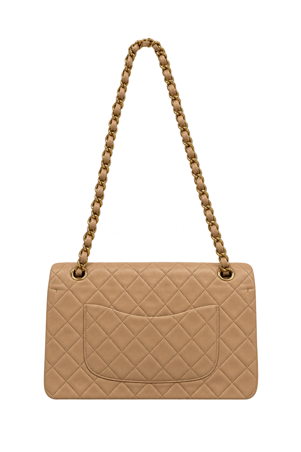 1990s Warm Beige Leather Shoulder Bag - Back View