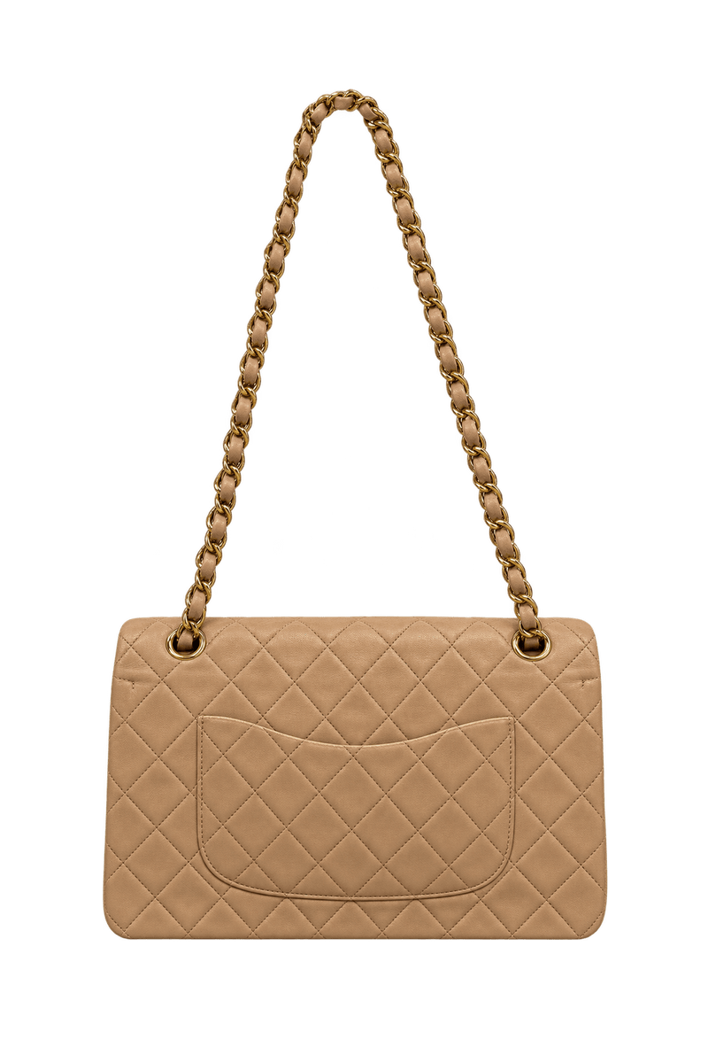 1990s Warm Beige Leather Shoulder Bag - Back View