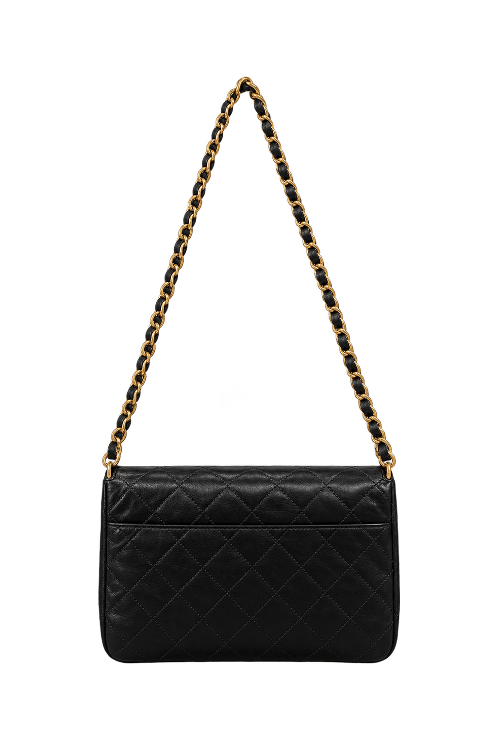 1990s Black Leather Shoulder Bag - Back View