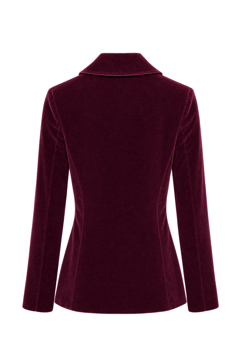 1990s Deep Burgundy Velvet Blazer - Back View