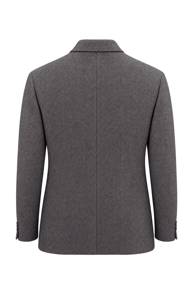 1990s Charcoal Grey Wool Blazer - Back View