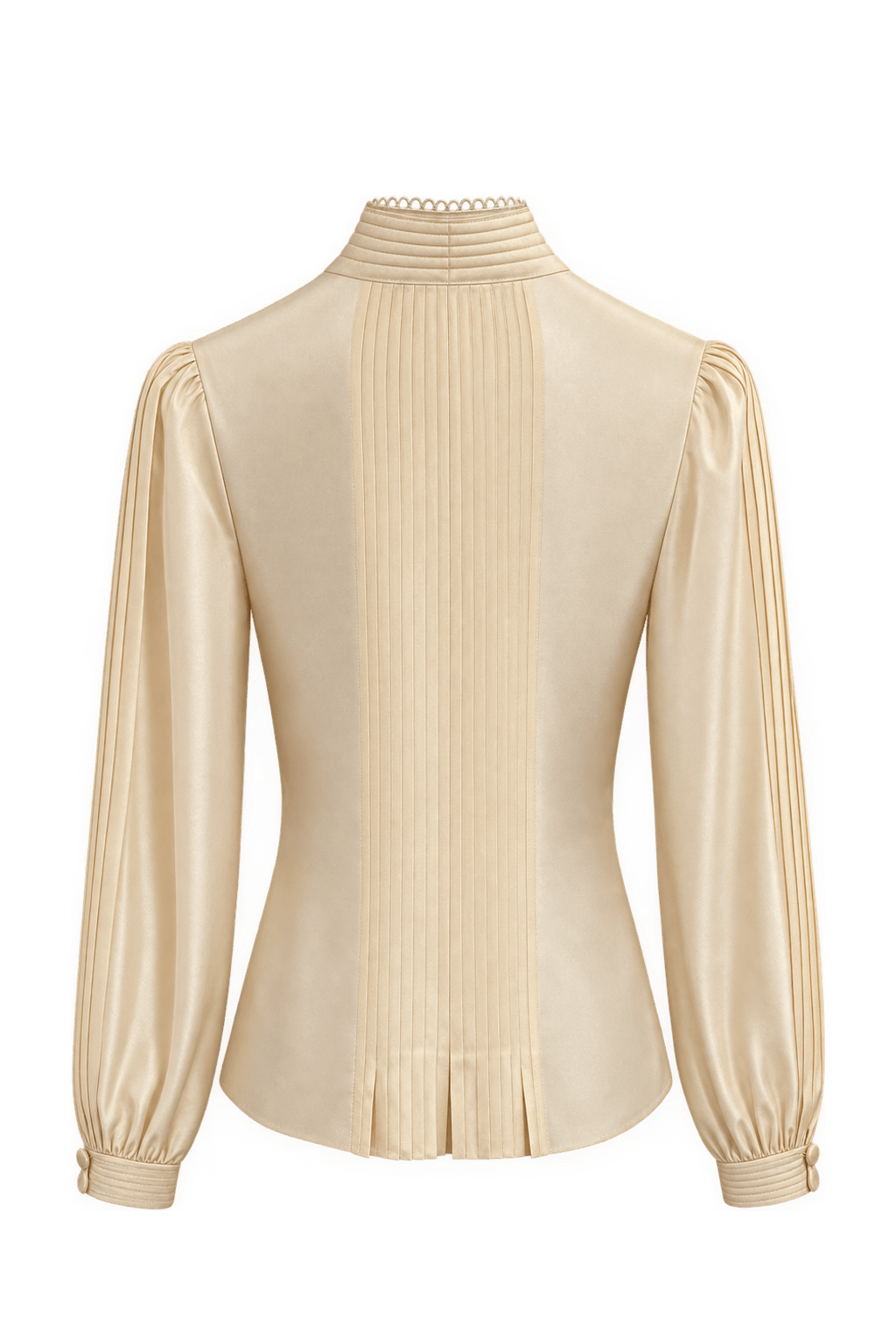 1950s Champagne Cream Satin Blouse - Back View