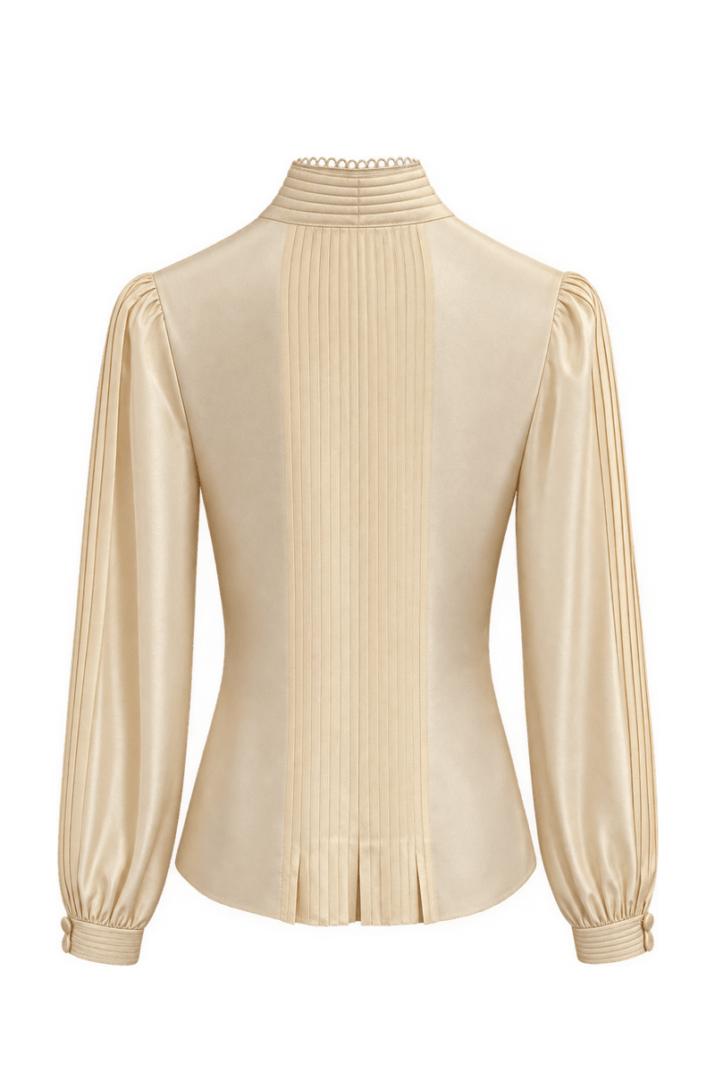 1950s Champagne Cream Satin Blouse - Back View