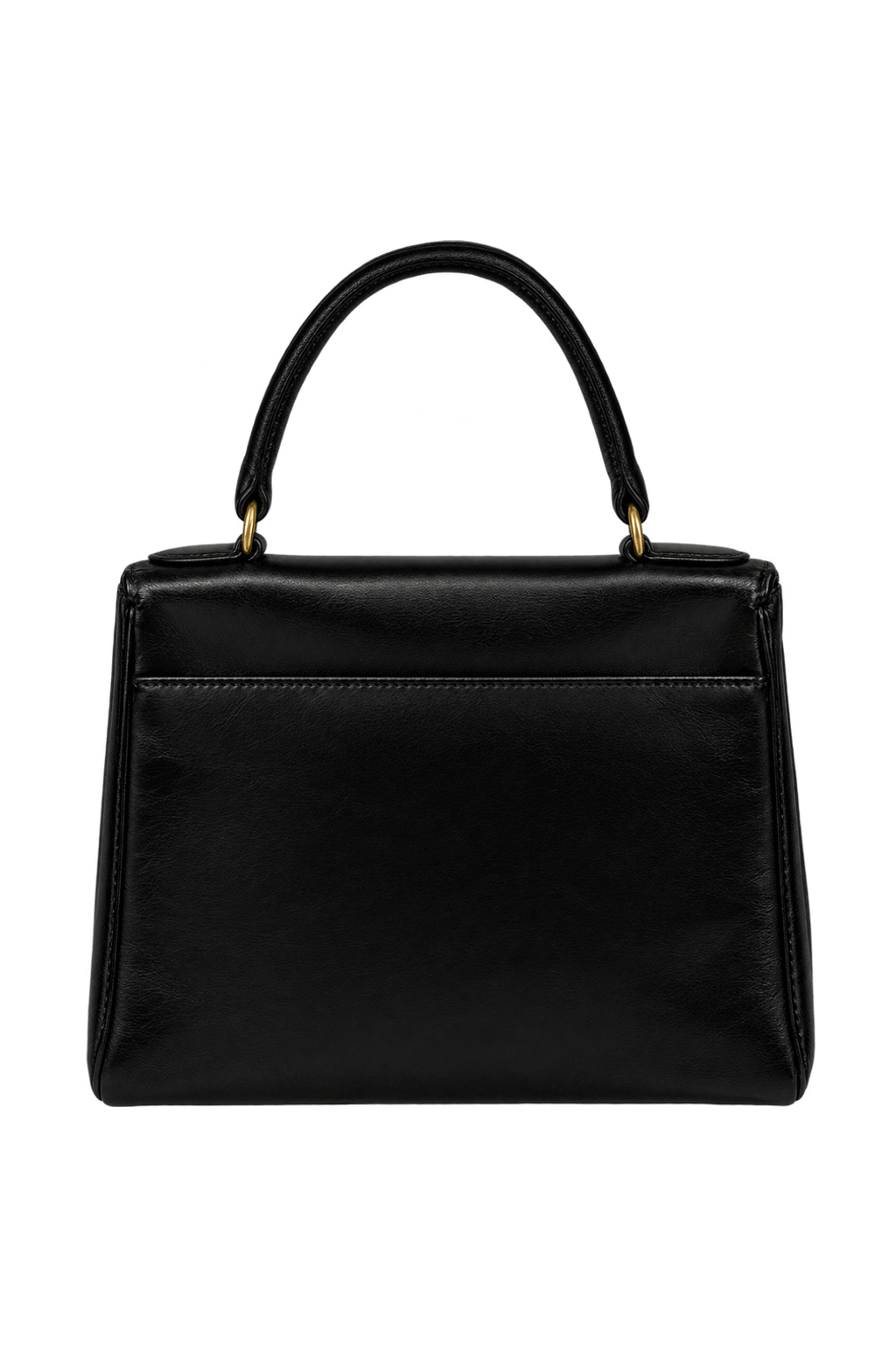 1950s Black Leather Handbag - Back View