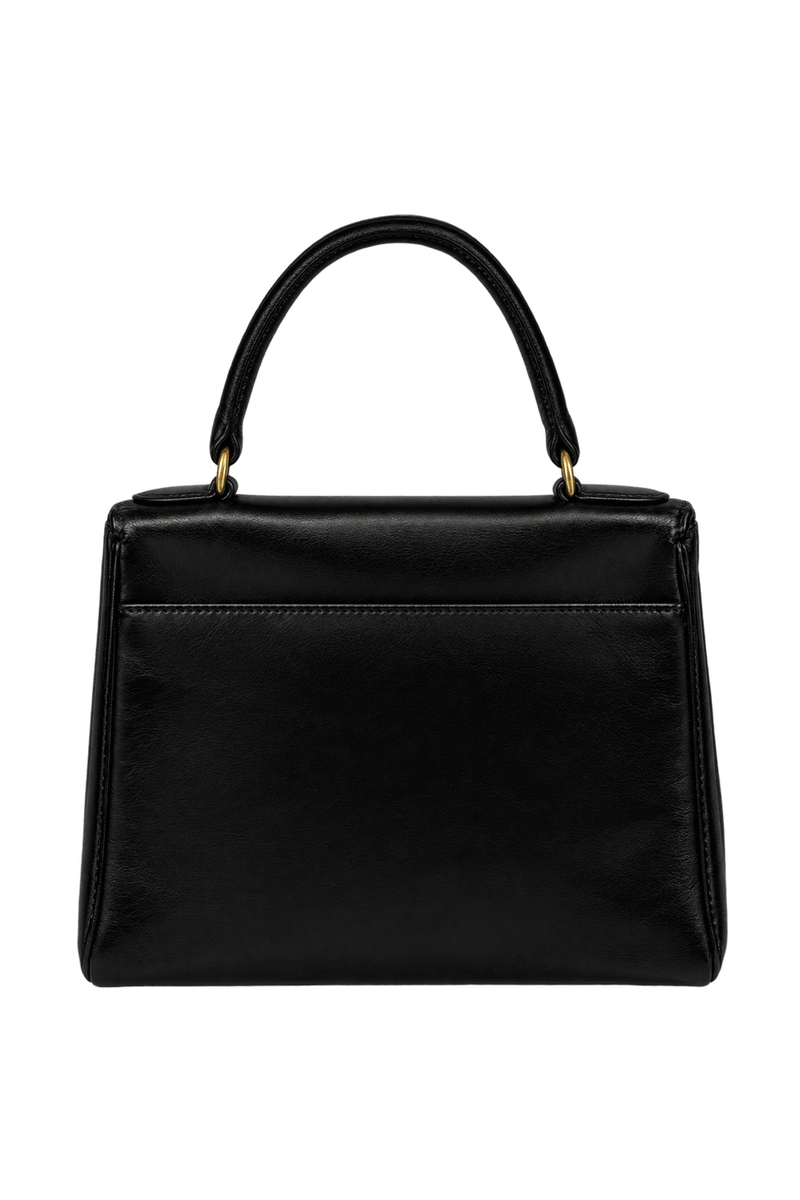1950s Black Leather Handbag - Back View