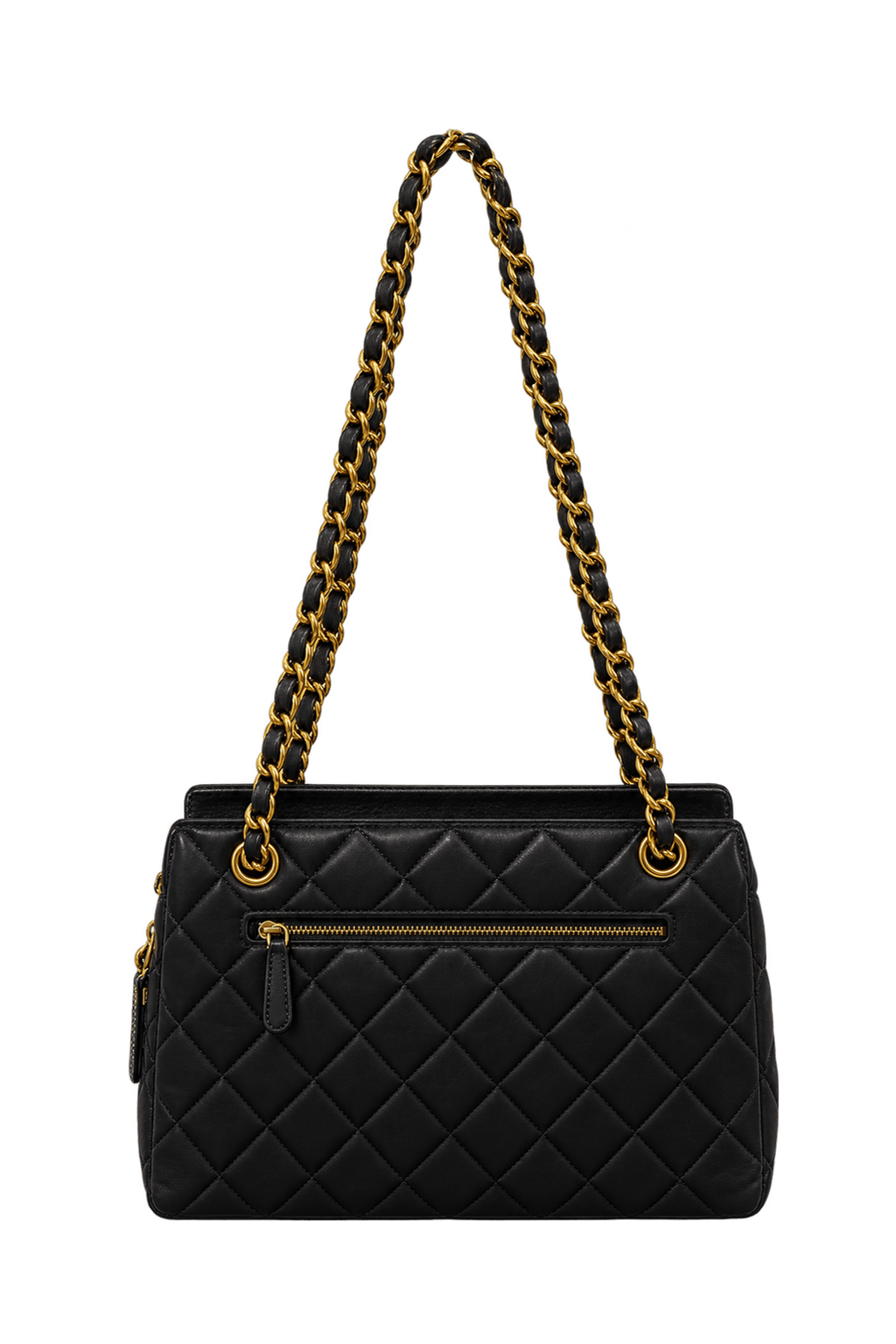 1990s Black Leather Shoulder Bag - Back View