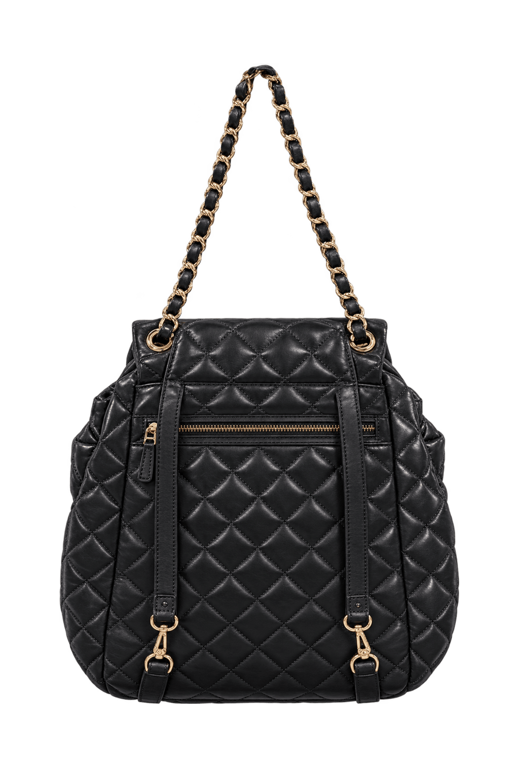 1990s Black Leather Backpack - Back View