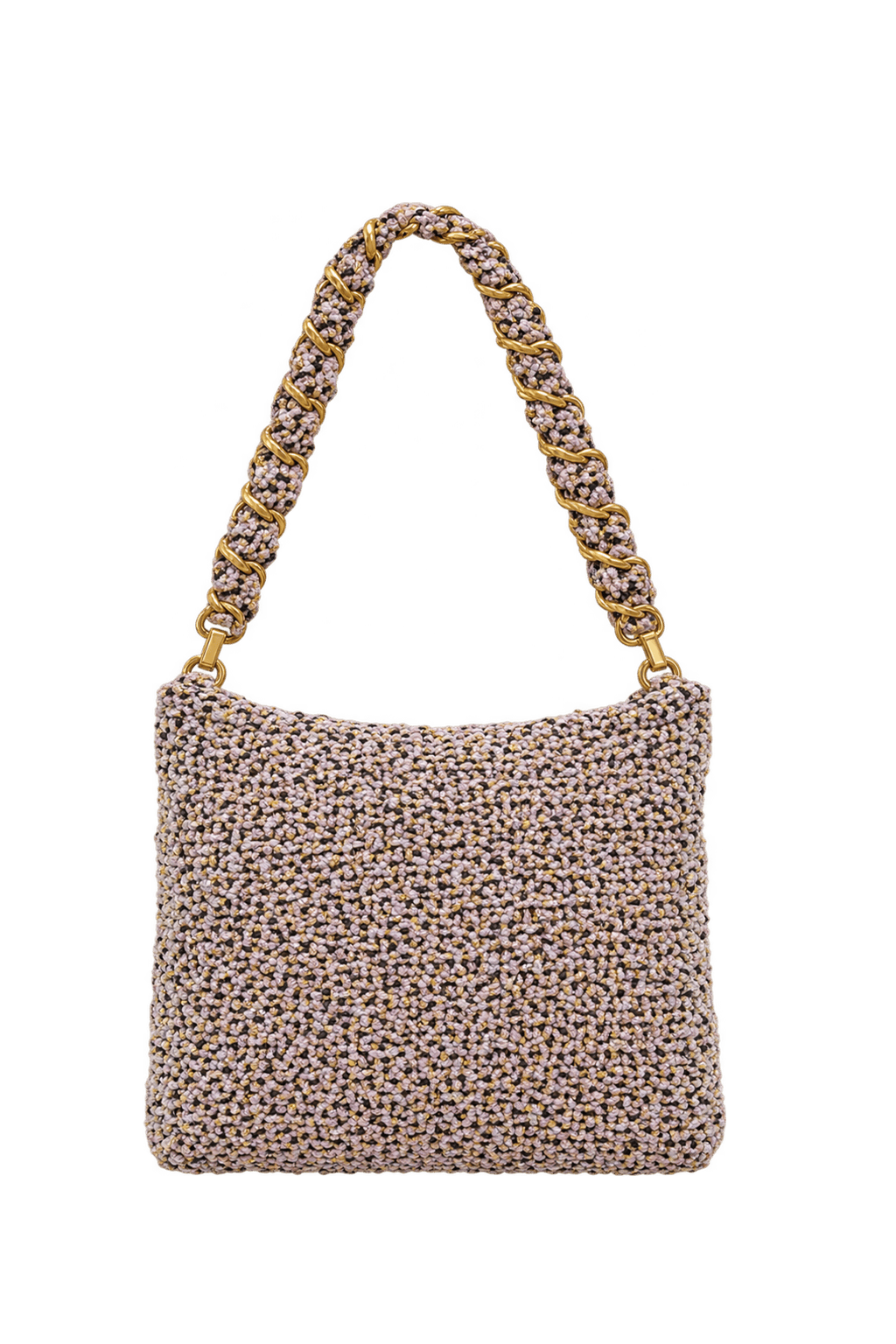 1990s Mauve Pink Bouclé Tweed Shoulder Bag - Back View