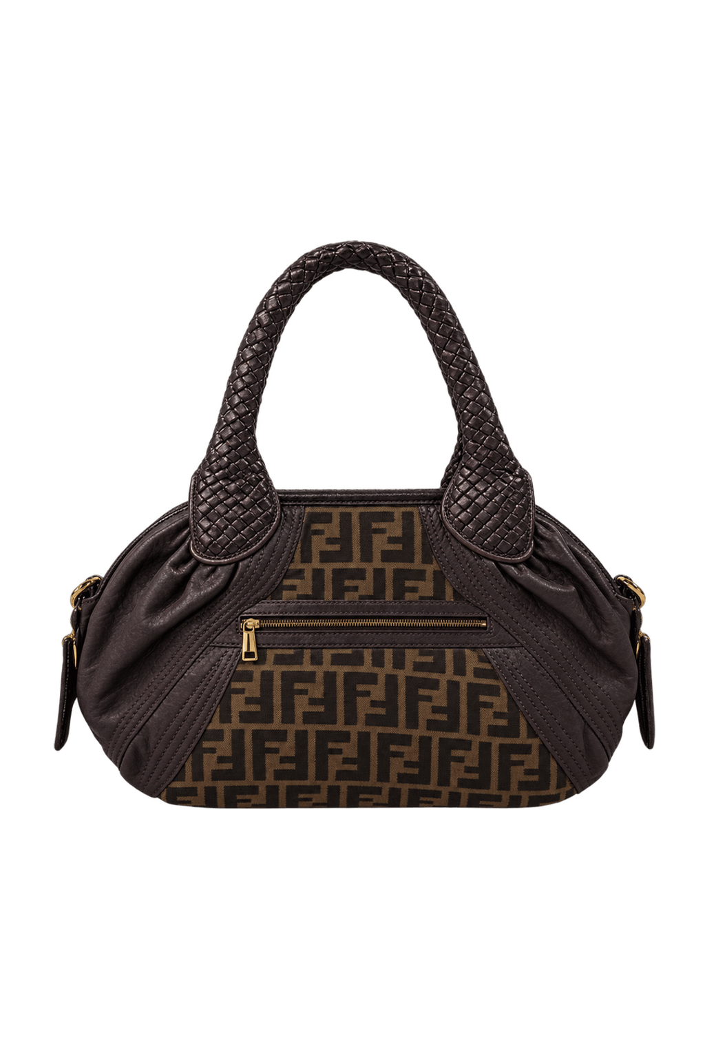 1990s Dark Chocolate Brown Leather Handbag - Back View