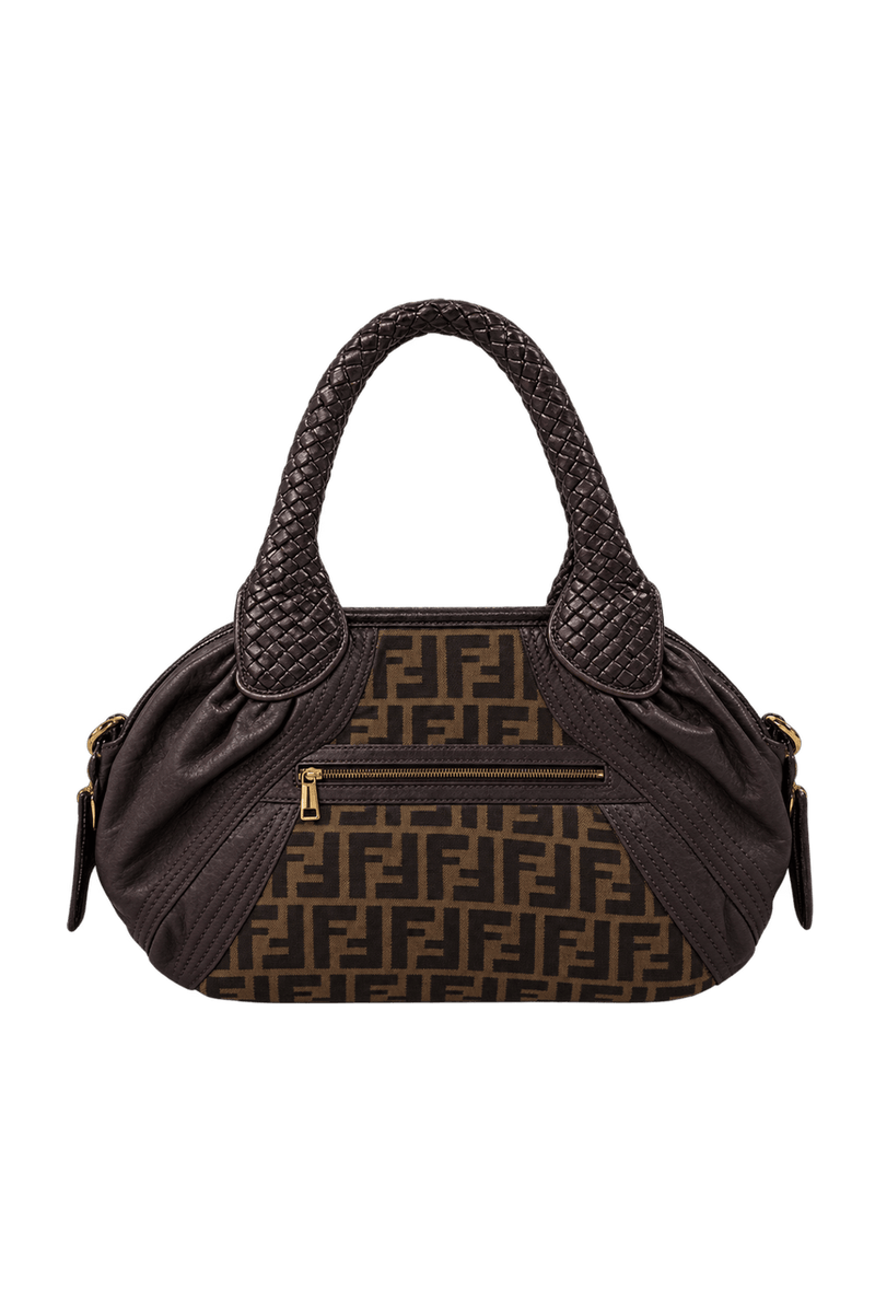 1990s Dark Chocolate Brown Leather Handbag - Back View