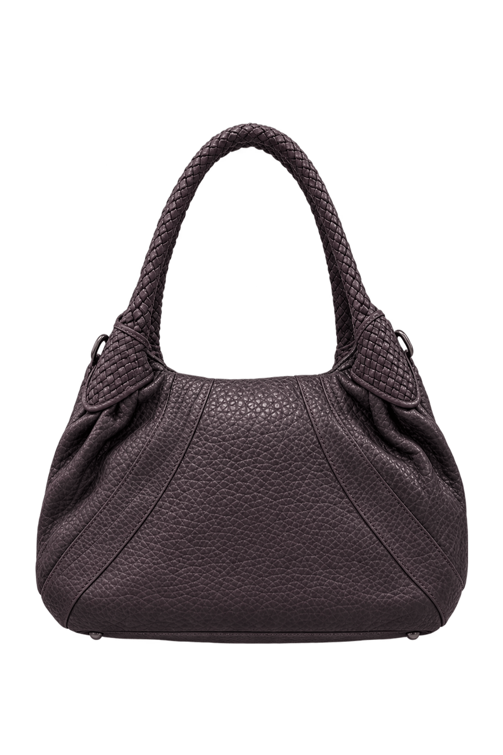 1990s Dark Plum Brown Leather Handbag - Back View