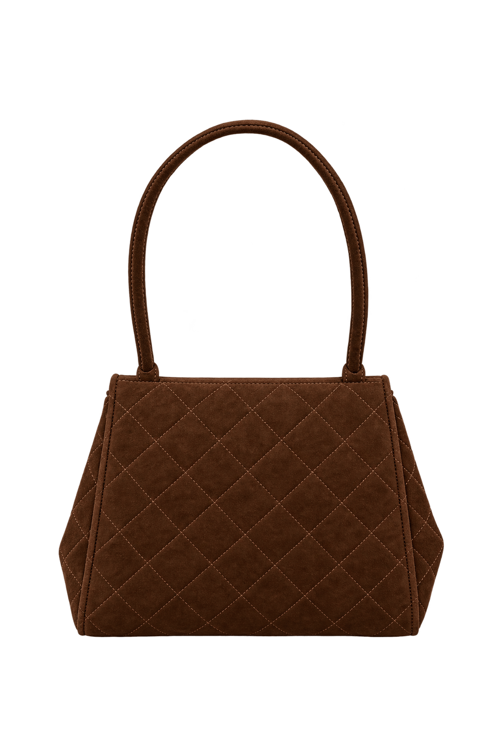 1990s Chocolate Brown Suede-Like Handbag - Back View