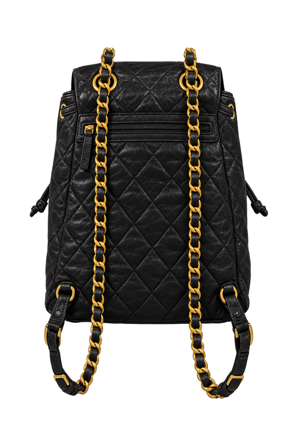 1990s Black Leather Backpack - Back View